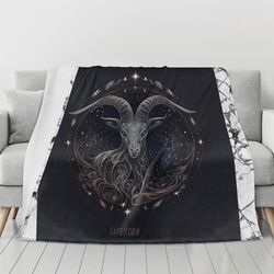 Flannel Breathable Blanket 4 Sizes Blanket with a Zodiac Sign print Capricorn