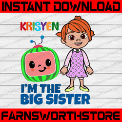 cocomelon personalized name i'm the big sister svg big sister svg coco melon svg cocomelon svg cocomelon birthday