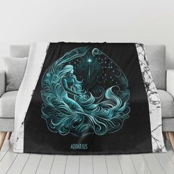Flannel Breathable Blanket 4 Sizes Blanket with a Zodiac Sign print Aquarius