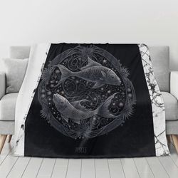 Flannel Breathable Blanket 4 Sizes Blanket with a Zodiac Sign print Pisces