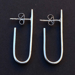 Minimalist Earrings Silver, Handmade Jewelry Sterling Silver, Cute Studs Earrings, Simple Silver Bar Earrings For Women