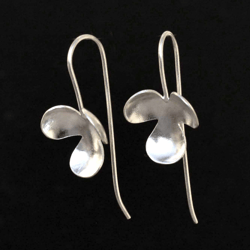 Flower dangle earrings, sterling silver earrings, Minimalist dangle Women earrings, Feminine Jewelry Nature Earrings