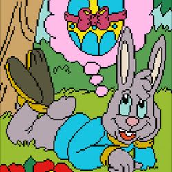 Digital - Vintage Cross Stitch Pattern - Easter - The Hare Dreams - Baby - PDF