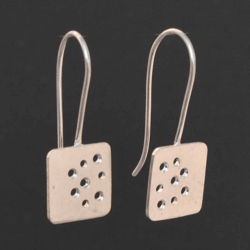 Square Drop Dangle Silver Women Earrings, 925 Sterling Silver Handmade Modern Contemporary Jewelry, Gift For Her