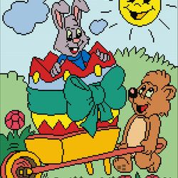 Digital - Vintage Cross Stitch Pattern - Easter - Easter Sunny Morning - Baby - PDF