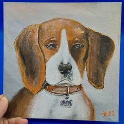 Dog Portrait Pet Painting Puppy Art Small Acrylic Painting Gift Children's Picture Nursery Wall Painting Original