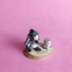 miniature knitted collectible  plush  figurine donkey