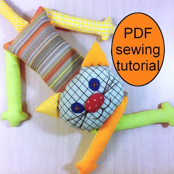 Cat Plush Pattern PDF Cat Sewing Pattern Tutorial Cat Doll Inspire Uplift
