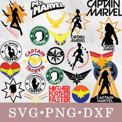 Captain Marvel svg, Captain Marvel bundle svg, png, dxf, svg files for cricut, movie svg, clipart
