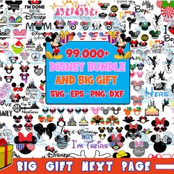 99.000 file disney svg bundle, mega disney svg dxf eps png, for cricut, digital, file cut, instant download