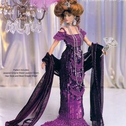 crochet pattern PDF- Edwardian Fashion doll Barbie gown crochet vintage pattern-Edwardian Dinner Gown-Doll dress pattern