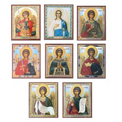 Holy Archangels Icon Set of 8 | Michael, Gabriel, Raphael, Uriel, Salaphiel, Jehudiel, Barachiel and Jeremiel