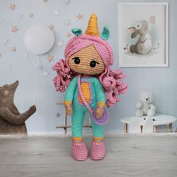 Cute Unicorn doll handmade, unicorn doll toy, Unicorn soft toy doll, Unicorn for a girl