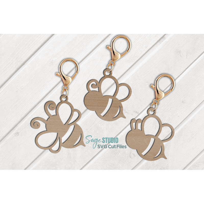Bee Keychain SVG Bundle Laser Cut Files Bee SVG Bundle Glowforge Files SS.png