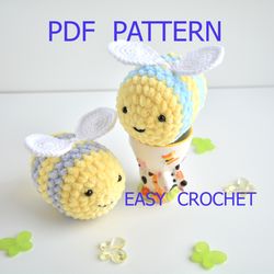 Bumble bee crochet pattern, Bee plush crochet pattern, Amigurumi crochet pattern, Easy crochet pattern animals, soft bee