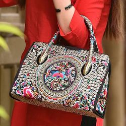 Womans  Floral Embroidery Top Handle Bag