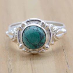Boho Turquoise Ring, 925 Sterling Silver Ring, Crystal Ring, December Birthstone, Boho Handmade Jewelry, Hippie Ring