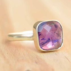 Amethyst Ring, Lavender Gemstone Ring, Purple Stone Ring, Minimalist Silver Ring, Handmade Jewelry Unique Ring For Women