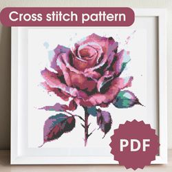 Cross stitch pattern Rose, digital cross stitch chart PDF