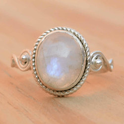 Rainbow Moonstone Silver Women Ring, Gemstone & 925 Sterling Silver Handmade Artisan Unique Jewelry, Gift For Her