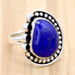 Lapis Lazuli Ring, Sterling Silver Statement Ring, Lapis Stone Women Ring, Blue Stone Ring, Gemstone Boho Ring Jewelry