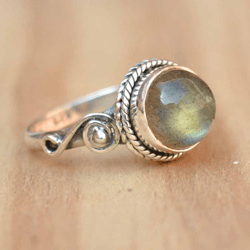Blue Labradorite Ring, Natural Stone Ring Women, Sterling Silver Labradorite Ring, Gemstone Jewelry, Handmade Ring Women