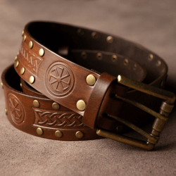 Belt Kolovrat. Slavic Pagan leather belt