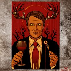 Hannibal horror art print. Gothic home decor. Hannibal Lecter poster. Dark art wall decor. Spooky room decor