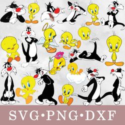 Tweety and Sylvester svg, Tweety and Sylvester bundle svg, png, dxf, svg files for cricut, movie svg, clipart
