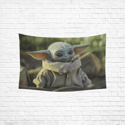 Baby Yoda Wall Tapestry, Cotton Linen Wall Hanging