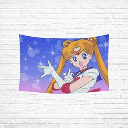 Sailor Moon Wall Tapestry, Cotton Linen Wall Hanging
