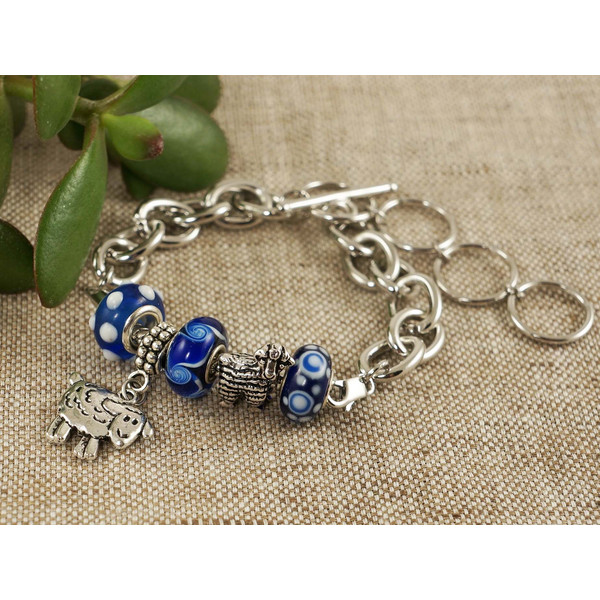 silver-sheep-blue-glass-beaded-charm-bracelet-Aries-jewelry-gift-for-her