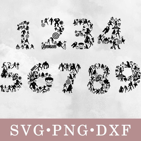 Marvel Numbers 2 Numbers Marvel svg, Numbers Marvel bundle svg, png, dxf | Inspire Uplift