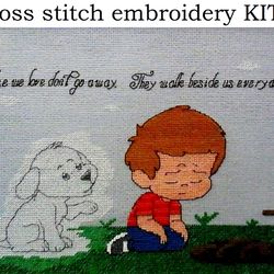 Cross Stitch KIT, Loss of Puppy, Dog Memorial Embroidery, Loss of Dog Gift, Pet Loss Gift, Dog Memory, Dog Remembrance