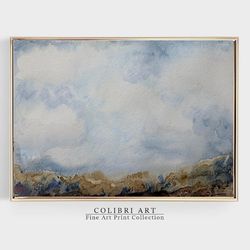 cloud painting mountain art print landscape minimalist print neutral printable wall art blue brown instant download n8