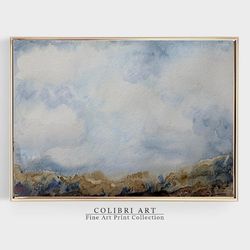 Cloud Painting Mountain Art Print Landscape Minimalist Print Neutral Printable Wall Art Blue Brown Instant Download N8