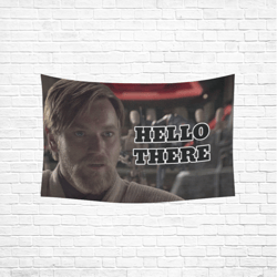 Hello There Wall Tapestry, Cotton Linen Wall Hanging
