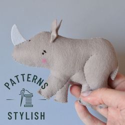Create Your Own Adorable Felt Rhino with Our Kawaii Sewing Pattern - Perfect for DIY Decor