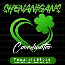 Shenanigans Coordinator Svg, Green Heart Shamrock Svg, St Patricks Day Svg, Cricut, svg files, File For Cricut