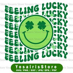 retro feeling lucky svg, st. patrick's day svg, smile face meme, cricut, svg files, cut file, dxf, png, svg