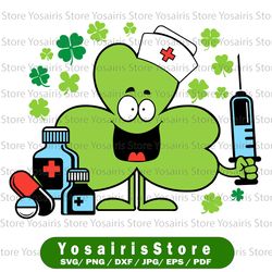 st patricks day nurse shamrock svg, saint pattys svg, lucky shamrock svg, cricut, svg files, cut file, dxf, png, svg