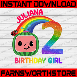cocomelon personalized name and ages birthday girl png, coco melon png, cocomelon png, cocomelon birthday png