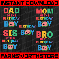 cocomelon dad birthday boy svg, coco melon svg, cocomelon bundle svg, cocomelon birthday svg, watermelon birthday svg