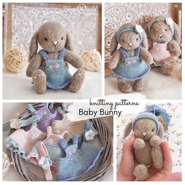 Bunny knitting pattern, Bunny with the dress and the headban | Inspire ...