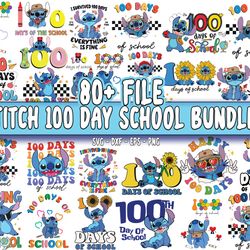 80 file stitch 100 day school, cricut , digital downdlaod