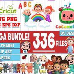336 files cocomelon bunlde svg , cricut , digital downdlaod