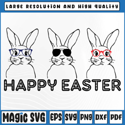 cute bunny face svg, 3 bunnies cooling face svg, happy easter day svg, digital download