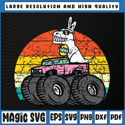 trex bunny egg on monster truck svg, easter day t rex dino riding a monster truck svg, digital download
