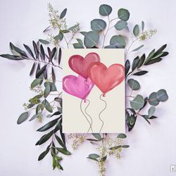 balloon hearts digital illustration
