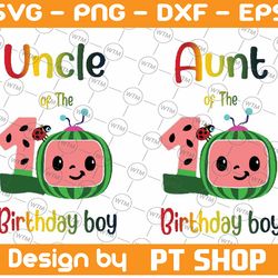 cocomelon uncle and aunt of birthday boy svg, coco melon svg, cocomelon bundle svg, cocomelon birthday svg, watermelon b